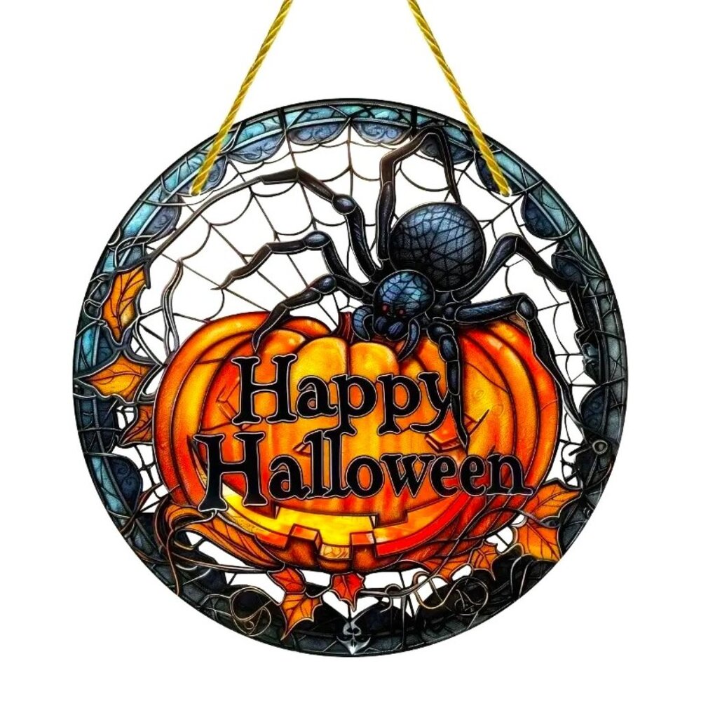 Spider Web Suncatcher Halloween Pumpkin Scary Spooky Horror Hanging Decoration